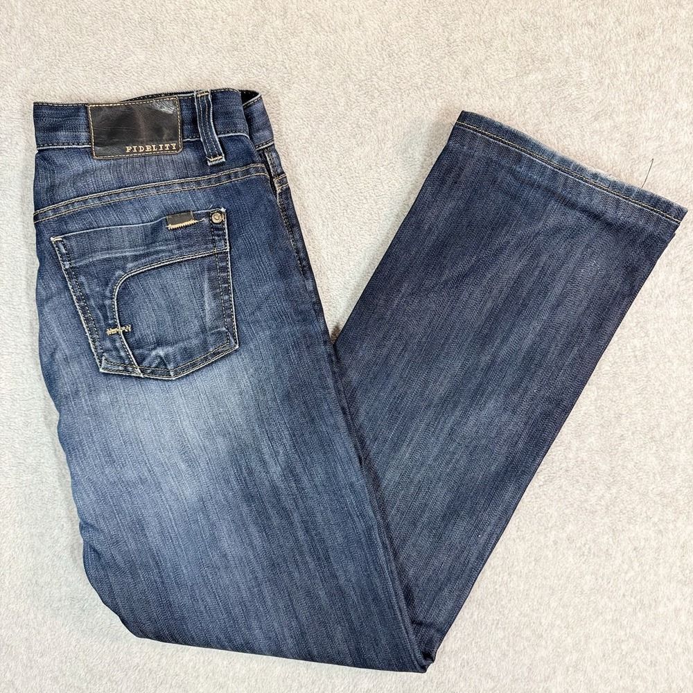 FIDELITY Jeans Mens 34x32 Blue Straight Leg 50-11 Calvary Blue Dark Wash Denim‎